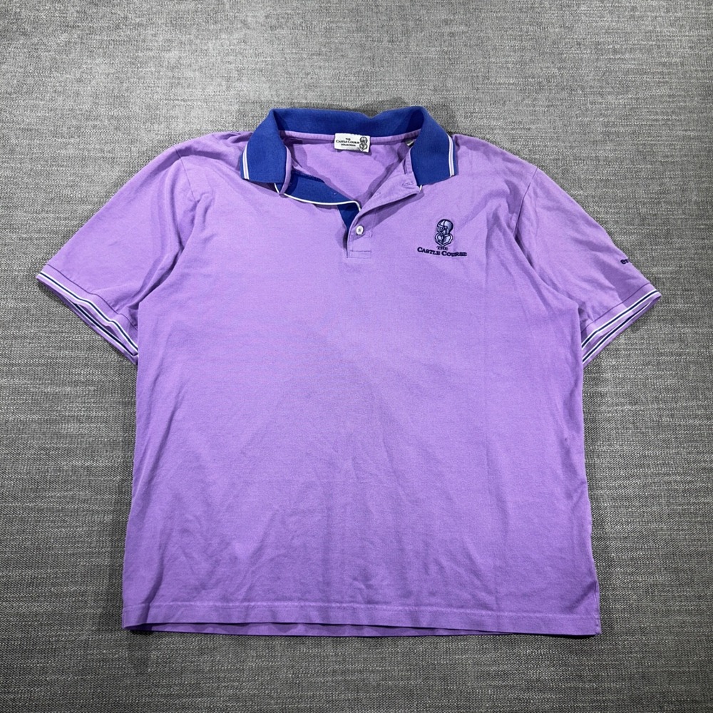 The Castle Course St Andrews Polo Shirt Mens XL Purple‎ Golf Embroidered